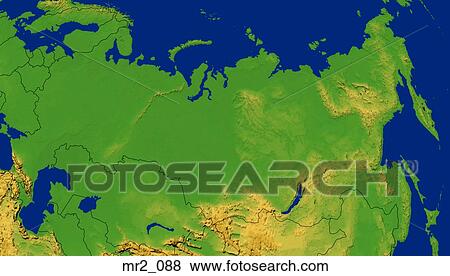 Stock Photo - map, relief, russia, terrain, topographic. Fotosearch