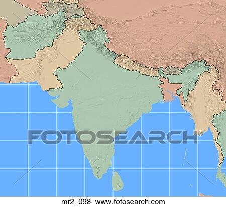 Stock Photo - map, south asia, political, atlas. Fotosearch