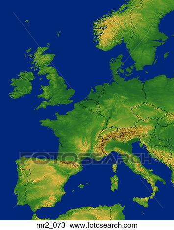 Stock Photo of europe, map, relief, terrain, topographic mr2_073 ...