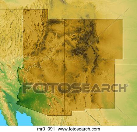 Stock Image - arizona, map, four corners, colorado, 4 corners. Fotosearch