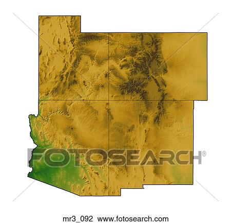 Stock Image - arizona, map, four corners, colorado, 4 corners. Fotosearch