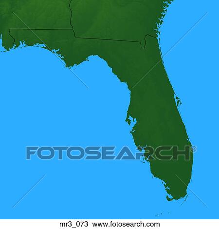 Stock Image - fl, florida, map, relief, terrain. Fotosearch