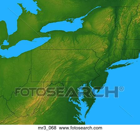 Stock Photo - map, mid atlantic, middle atlantic, relief, terrain. Fotosearch