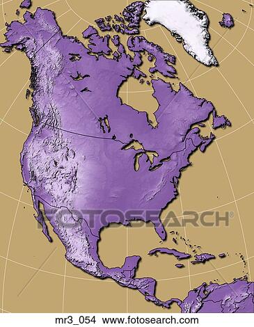 Picture - map, north america, relief, terrain, topographic. Fotosearch