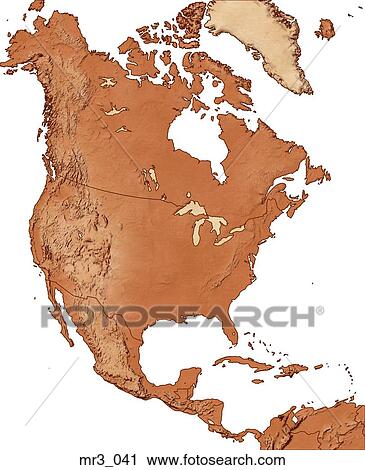 Stock Image - map, north america, relief, terrain, topographic. Fotosearch