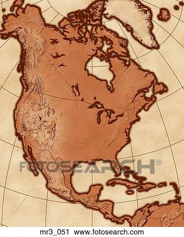 Stock Image - map, north america, relief, terrain, topographic. Fotosearch