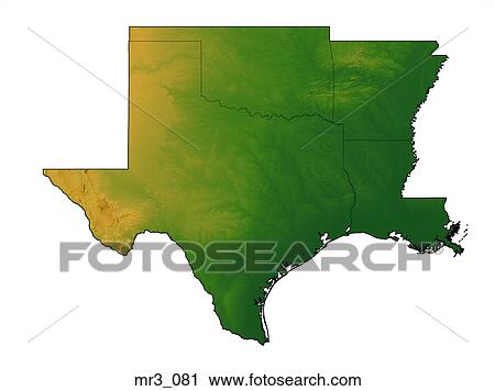Stock Image - map, relief, southwest, terrain, texas. Fotosearch