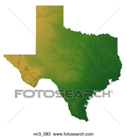 Stock Image - map, relief, terrain, texas, topographic. Fotosearch
