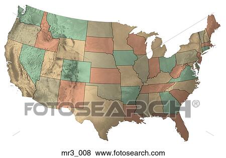 Stock Photo - map, relief, terrain, topographic, united states. Fotosearch