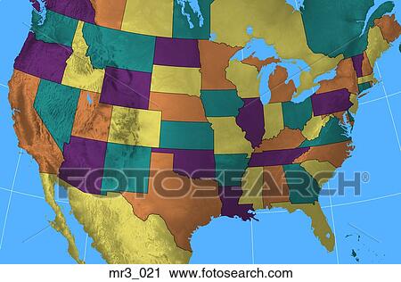 Stock Image - map, terrain, relief, political, atlas. Fotosearch