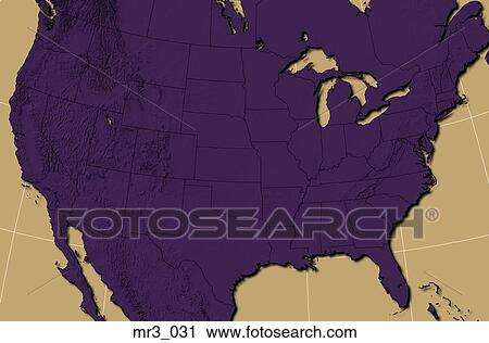 Stock Image - map, terrain, relief, political, atlas. Fotosearch