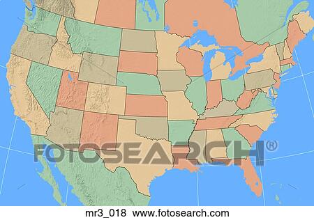 Stock Photo - map, terrain, relief, political, atlas. Fotosearch