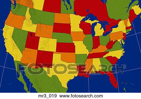 Stock Photo - map, terrain, relief, political, atlas. Fotosearch