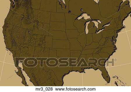 Stock Photo - map, terrain, relief, political, atlas. Fotosearch