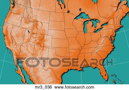 Stock Photograph - map, terrain, relief, political, atlas. Fotosearch