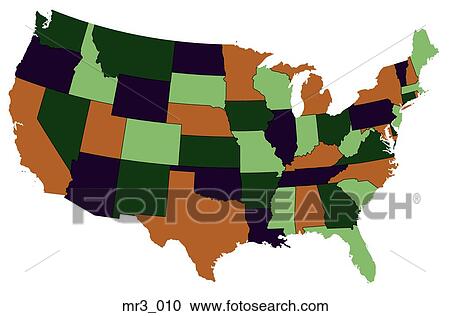 Stock Image - map, us, united states, political, atlas. Fotosearch