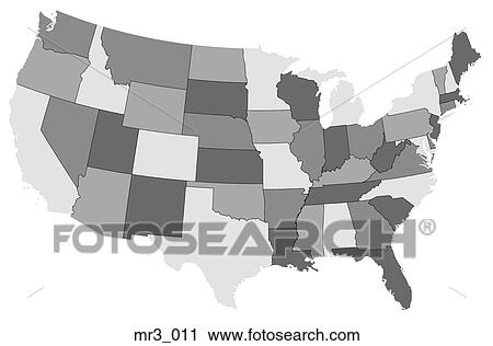 Stock Image - map, us, united states, political, atlas. Fotosearch