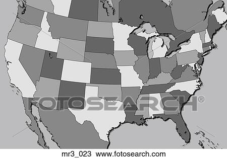 Stock Image - map, us, united states, political, atlas. Fotosearch