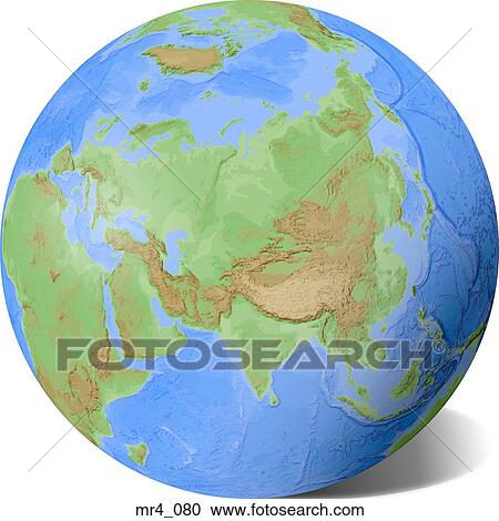 Stock Image - china, map, india, globe, asia. Fotosearch