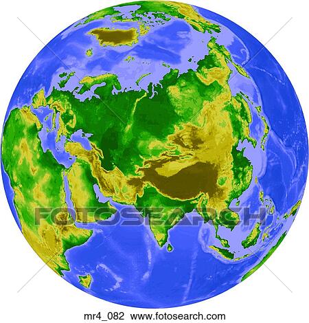 Stock Image - china, map, india, globe, asia. Fotosearch