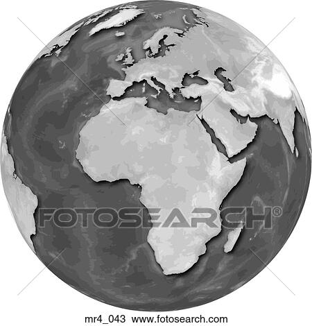 Stock Image - europe, middle east, map, globe, africa. Fotosearch