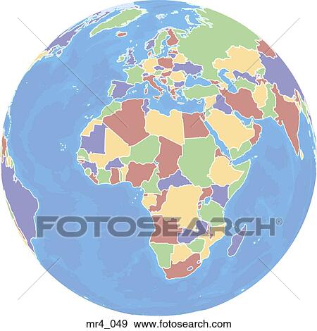 Stock Photo - europe, middle east, map, globe, africa. Fotosearch