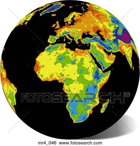Stock Photograph - europe, middle east, map, globe, africa. Fotosearch