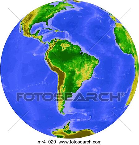 Stock Photo - globe, map, relief, south america, terrain. Fotosearch