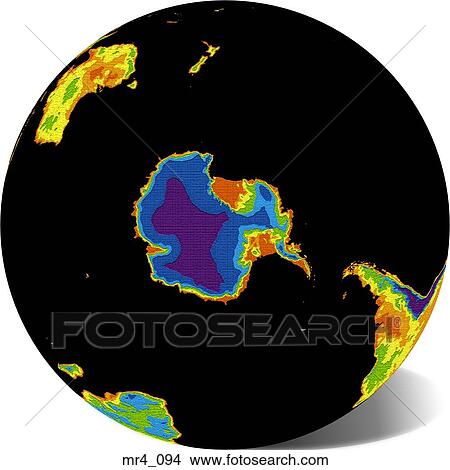Picture - globe, map, south pole, world. Fotosearch