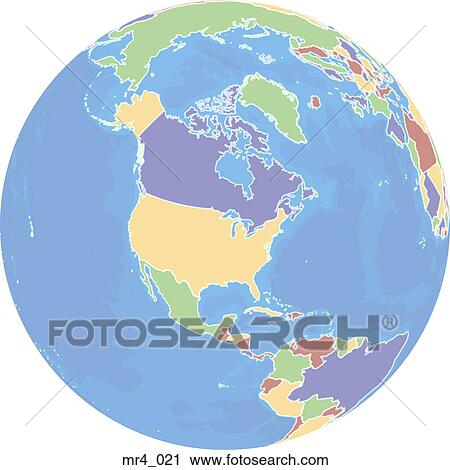 Stock Image - globe, political, north america, map, atlas. Fotosearch