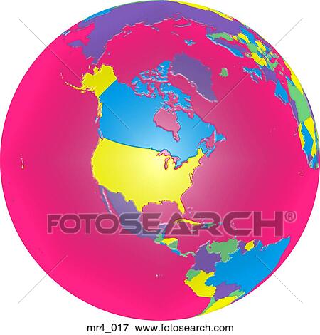 Stock Photo - globe, political, north america, map, atlas. Fotosearch