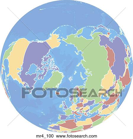 Globe Politique Pole Nord Carte Atlas Banque D Image Mr4 100 Fotosearch