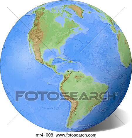 Stock Photo - globe, relief, north america, map, americas. Fotosearch