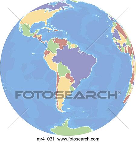 Stock Image - globe, south america, political, map, atlas. Fotosearch