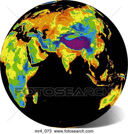 Stock Image - indonesia, china, indian ocean, india, globe, map, asia. Fotosearch