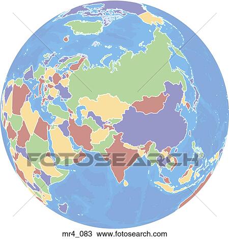 Stock Image - map, atlas, india, globe, china, asia. Fotosearch