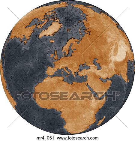 Stock Image - middle east, asia, map, globe, europe, africa. Fotosearch
