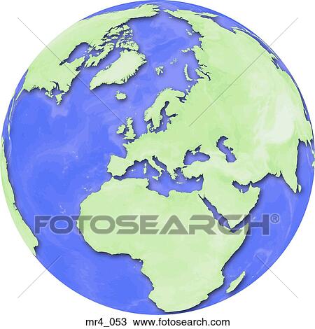 Stock Image - middle east, asia, map, globe, europe, africa. Fotosearch