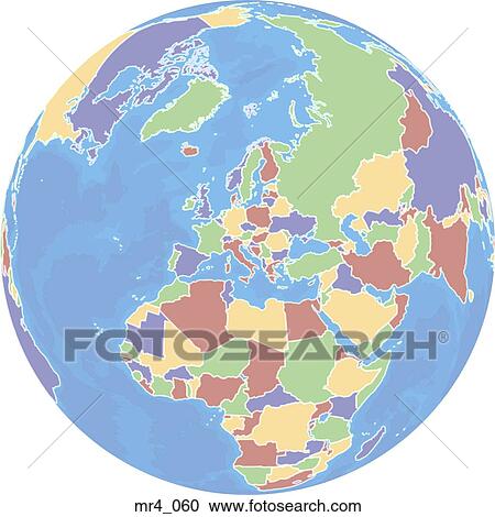 Stock Image - middle east, asia, map, globe, europe, africa. Fotosearch