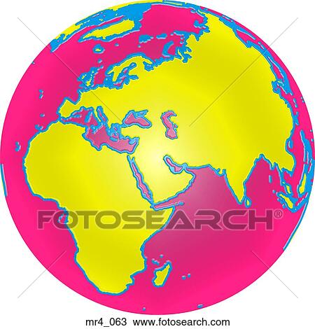 Stock Image - middle east, asia, map, globe, europe, africa. Fotosearch