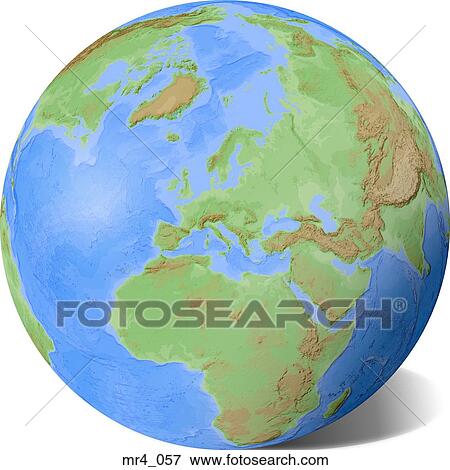 Stock Photo - middle east, asia, map, globe, europe, africa. Fotosearch