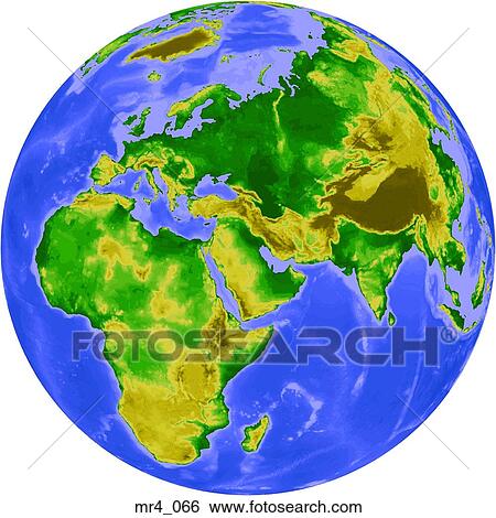 Stock Photograph - middle east, asia, map, globe, europe, africa. Fotosearch
