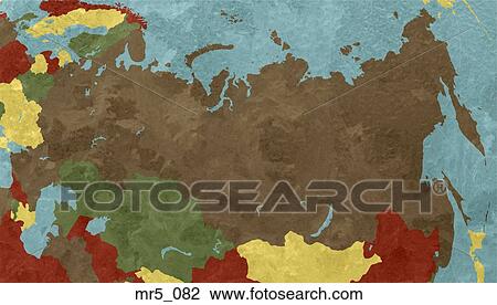 Stock Image - central asia, map, russia. Fotosearch