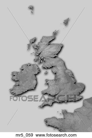 Stock Photo - england, ireland, map, relief, terrain. Fotosearch