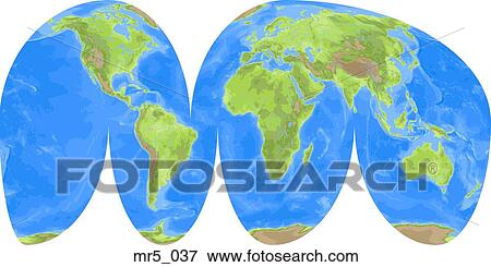 Stock Photo - europe, map, mollweide interrupted, relief, terrain. Fotosearch