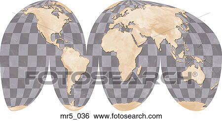 Stock Photograph - europe, map, mollweide interrupted, world. Fotosearch