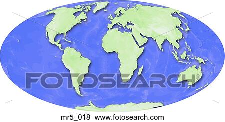 Stock Photo - europe, map, mollweide, world. Fotosearch