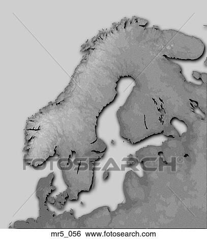 Stock Photograph - finland, map, norway, relief, scandinavia. Fotosearch