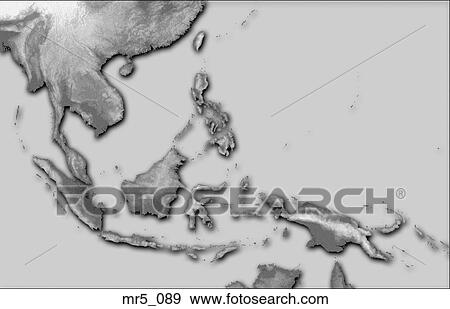 Stock Photo - indonesia, map, relief, southeast asia, terrain. Fotosearch