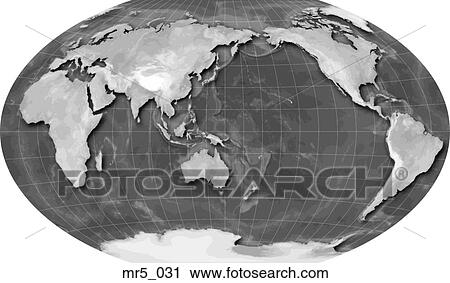 Stock Image - japan, map, pacific, winkle tripel, world. Fotosearch
